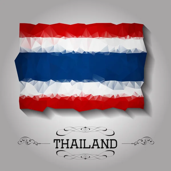 Vektor geometrische polygonale thailändische Flagge. — Stockvektor