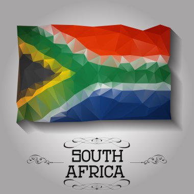 Vektör geometrik poligonal Güney Afrika bayrağı.