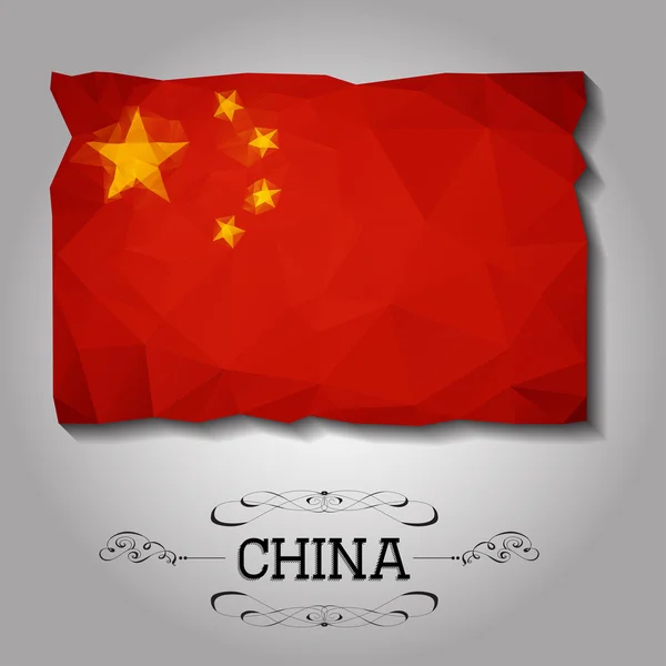 Vector geometrische veelhoekige China vlag. — Stockvector