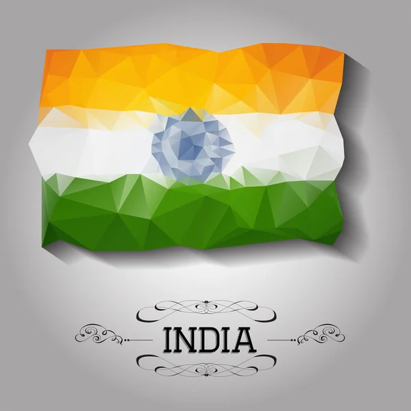 Vector geometriska månghörnigt India flag. — Stock vektor