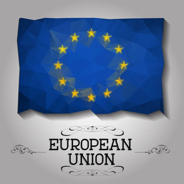 Drapeau géométrique vectoriel polygonal de l'Union européenne . — Image vectorielle