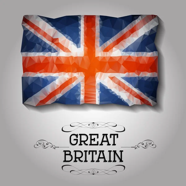 Vektor geometrische polygonale große britische Flagge. — Stockvektor