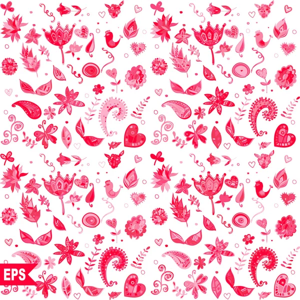 Seamless set multicolored retro flower pattern. — Stock Vector