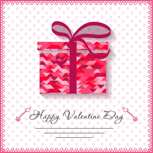 Glückliche Valentinstag-Karten mit Geschenk auf Hintergrund — Stockvektor