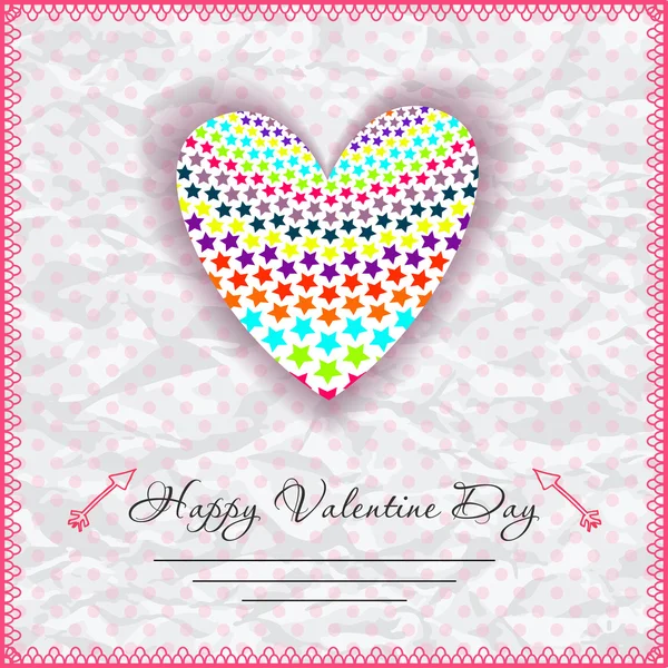 Šťastný Valentýna karty se srdcem na pozadí — Stockový vektor