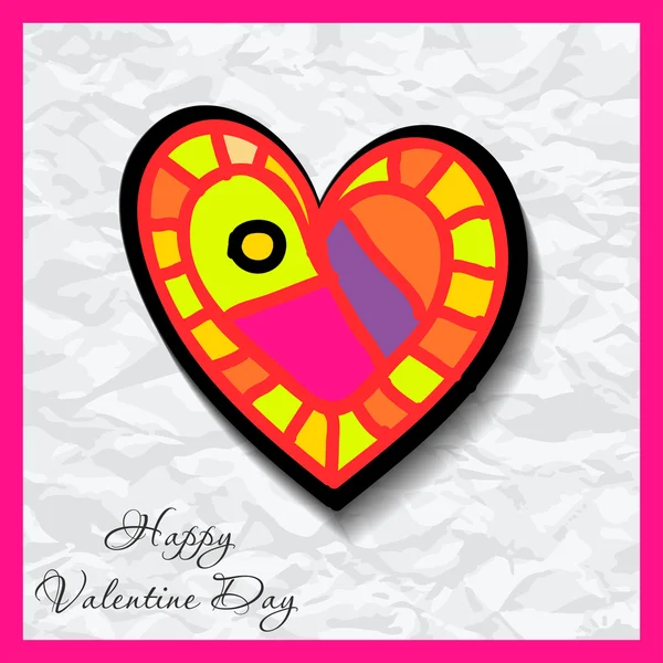 Tarjetas de feliz día de San Valentín con el corazón en el fondo — Vector de stock