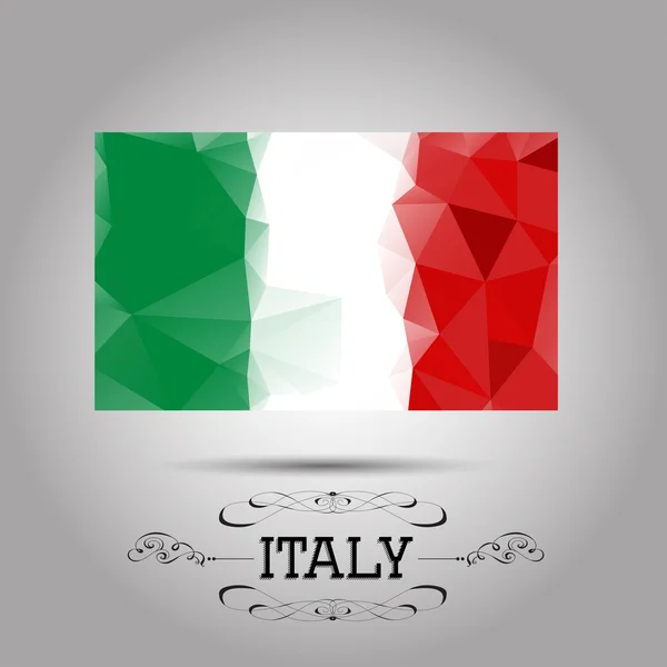 Vetor geométrico poligonal bandeira Itália . —  Vetores de Stock