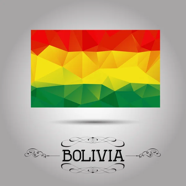 Vector geométrico poligonal Bandera de Bolivia . — Vector de stock
