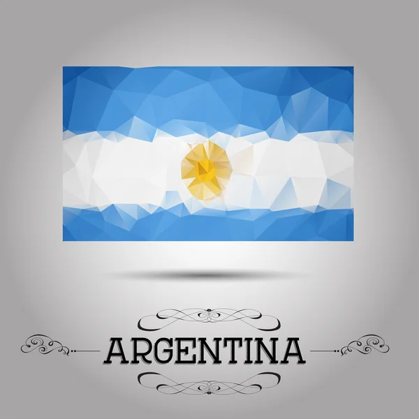 Bandeira poligonal geométrica vetorial da Argentina . — Vetor de Stock