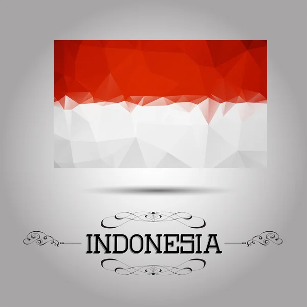 ベクトルの幾何学的な多角形インドネシアの国旗. — ストックベクタ