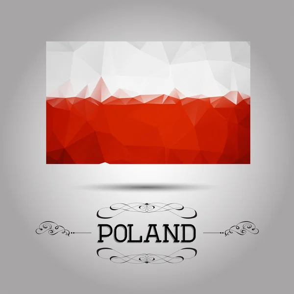Bandeira poligonal geométrica vectorial da Polónia . — Vetor de Stock