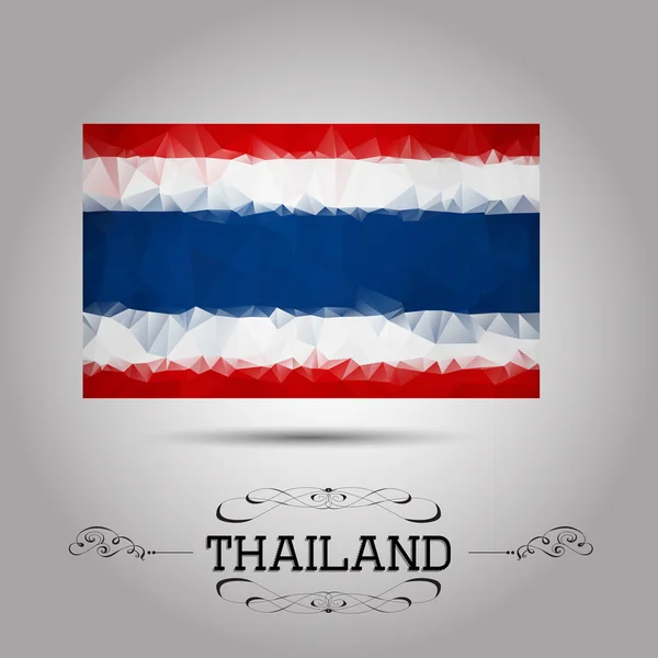 Drapeau géométrique vectoriel polygonal Thaïlande . — Image vectorielle