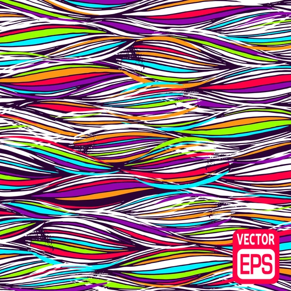 Textura de ondas dibujadas a mano multicolor abstracta, fondo ondulado . — Vector de stock