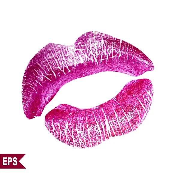 Druck von rosa Lippen. Vektor-Illustration auf weißem Hintergrund. — Stockvektor