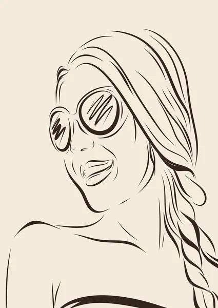Schöne Frau Gesicht Hand gezeichnet Vektor Illustration. — Stockvektor