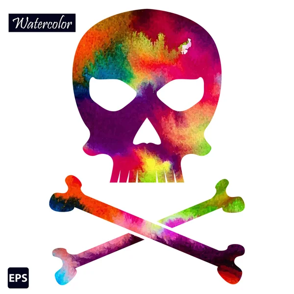 Vector watercolor skull icon for your business. — Stock Vector