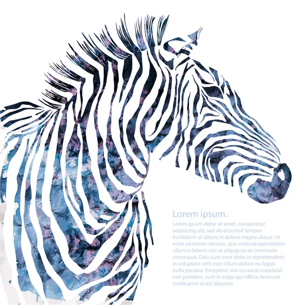 Animal watercolor illustration decorative  silhouette zebra — Stock Vector