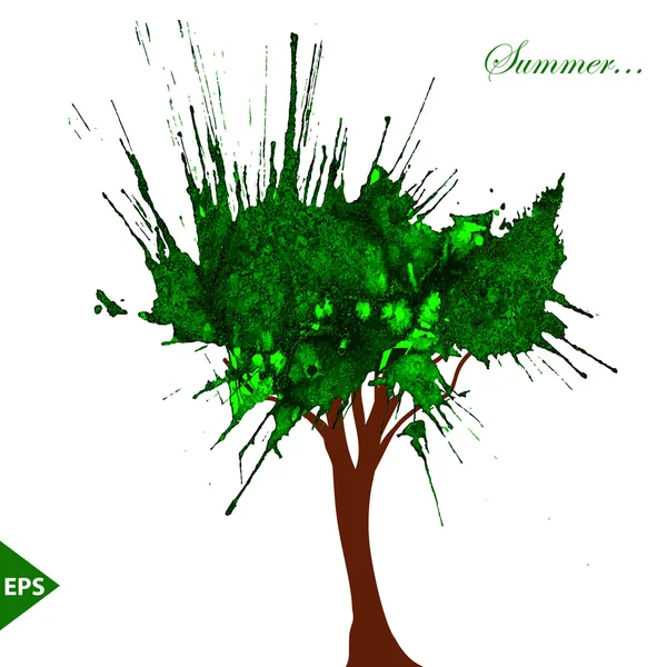 Árbol. Punto decorativo acuarela con sal. Formato vectorial — Vector de stock