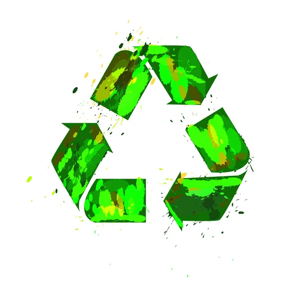 Vector recycle symbool met aquarel kleuren. — Stockvector