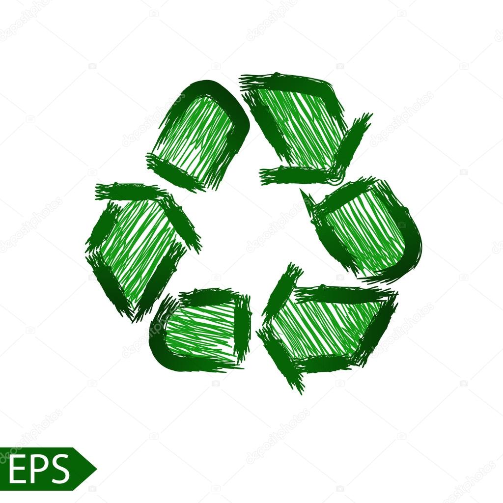 Vector recycle symbol with watercolor colors.