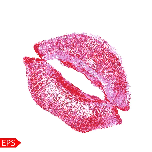 Impresión de labios rosados. Ilustración vectorial sobre fondo blanco . — Vector de stock