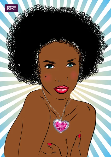 Afro kobieta wektor portret na tle. — Wektor stockowy