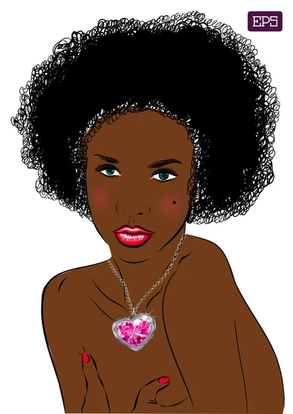 Afro mujer vector retrato sobre un fondo . — Archivo Imágenes Vectoriales