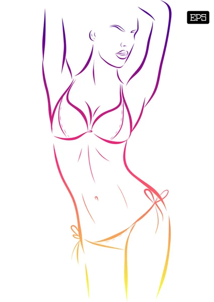 Chica vectorial en bikini sobre fondo blanco . — Archivo Imágenes Vectoriales