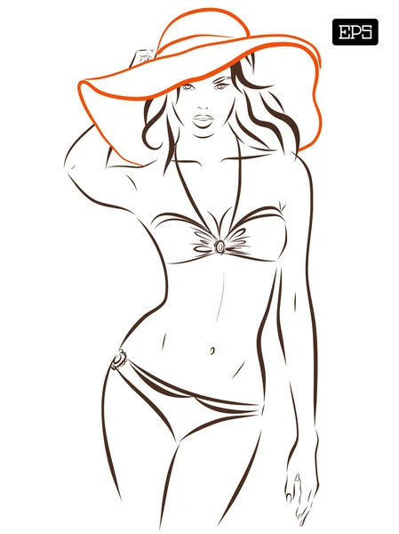 Chica vectorial en bikini sobre fondo blanco . — Archivo Imágenes Vectoriales