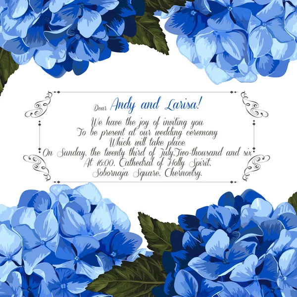 Invitación de boda con hortensias para tu diseño. Vector . — Archivo Imágenes Vectoriales