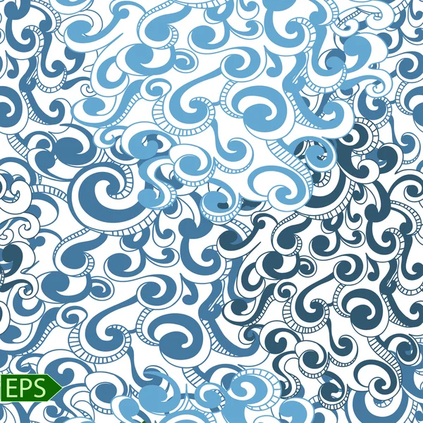 Blue Wave seamless on a white background. — Stock Vector
