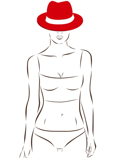 Chica vectorial en bikini sobre fondo blanco . — Archivo Imágenes Vectoriales