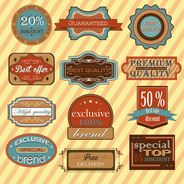 Collection of vintage retro labels, badges and icons — Stock Vector