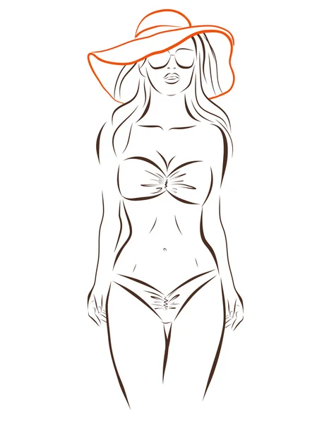 Chica vectorial en bikini sobre fondo blanco . — Archivo Imágenes Vectoriales