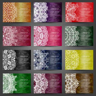 Retro iş davetiye ayarlayın. Vektör. Vintage dekoratif öğeler. Elle çizilmiş arka plan. Islam, Arapça, Indian, Osmanlı motifleri.