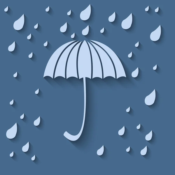 Eenvoudige pictogram met paraplu en regen druppels op een achtergrond. Vector — Stockvector