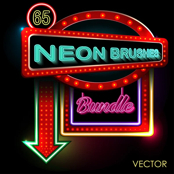 Ouvrir Neon Sign pour l'hôtel. Sur fond noir . — Image vectorielle