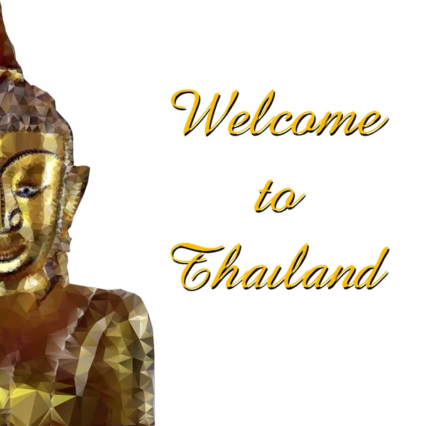 Méditation bouddha en or thaï sur fond blanc. Vecteur — Image vectorielle