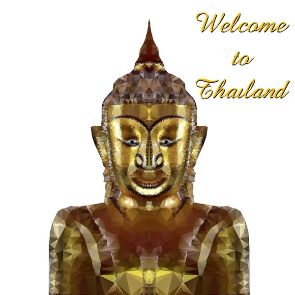 Thai-Gold-Buddha-Meditation auf weißem Hintergrund. Vektor — Stockvektor