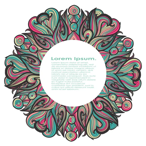 Locken abstrakte Mandala-Muster mit bunten Wellen. Vektorillustration — Stockvektor