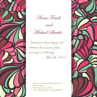 düğün günü için deniz vektör davet desen.