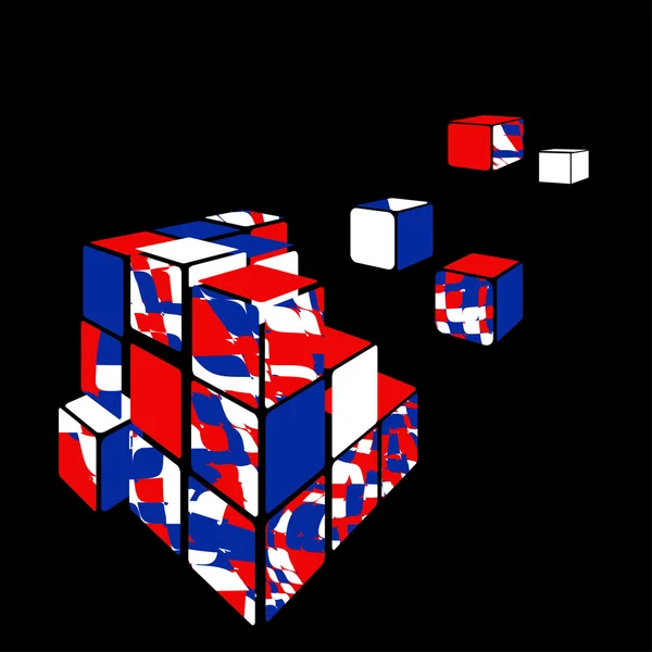 Cube vecteur 3D avec fond noir. Illustration vectorielle . — Image vectorielle