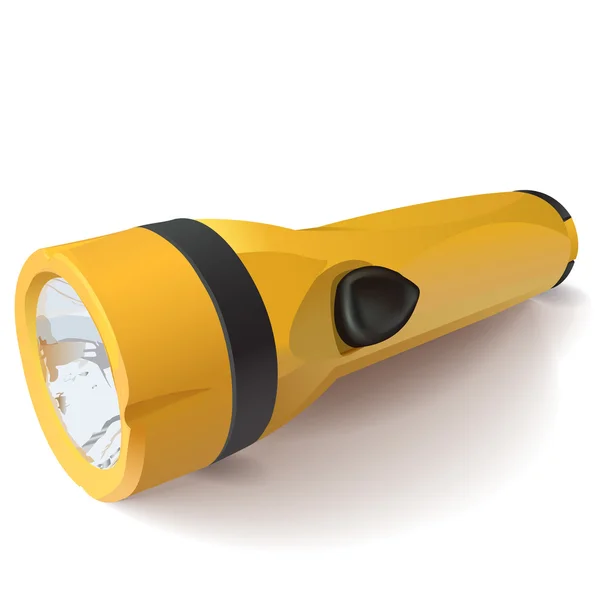 Vector yellow flashlight on a white background. — Stock Vector