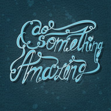 Vektör yazı. Fırça ile mavi bir arka plan üzerinde mavimsi mektupların. 