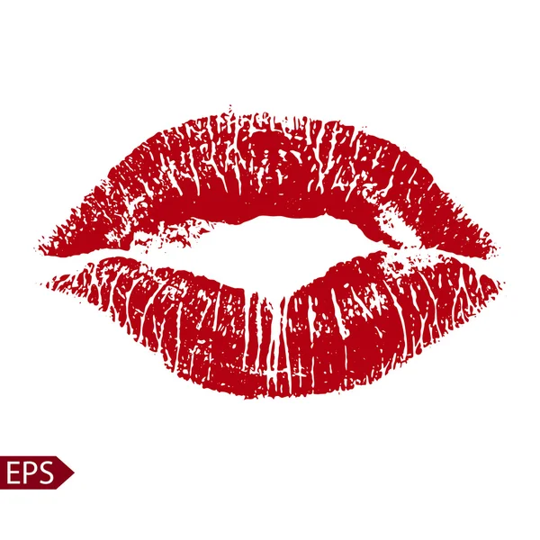 Print of red lips. Vector illustration on a white background. EPS — Stock Vector