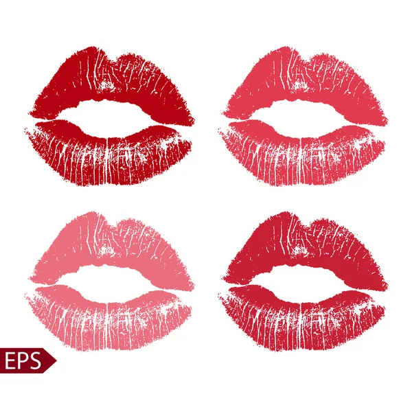 Εκτυπώσετε ένα σύνολο ροζ χείλη. Εικονογράφηση φορέας σε λευκό φόντο. EPS — Διανυσματικό Αρχείο