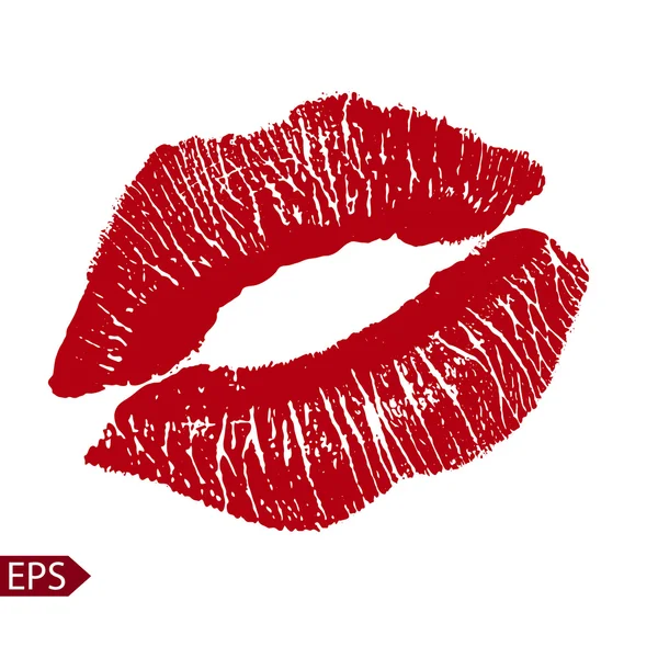 Print of red lips. Vector illustration on a white background. EPS — Stock Vector