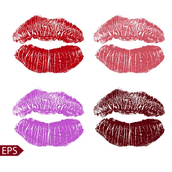 Print-Set mit rosa Lippen. Vektorillustration auf weißem Hintergrund. eps — Stockvektor