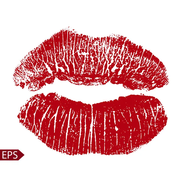 Impresión de labios rojos. Ilustración vectorial sobre fondo blanco. EPS — Vector de stock