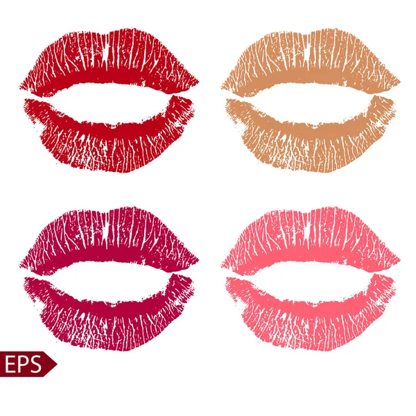 Print set of pink lips. Vector illustration on a white background. EPS — Stock Vector